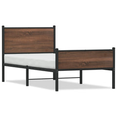 vidaXL Metal Bed Frame without Mattress Brown Oak 80x200 cm 2