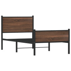 vidaXL Metal Bed Frame without Mattress Brown Oak 90x190 cm Single 3