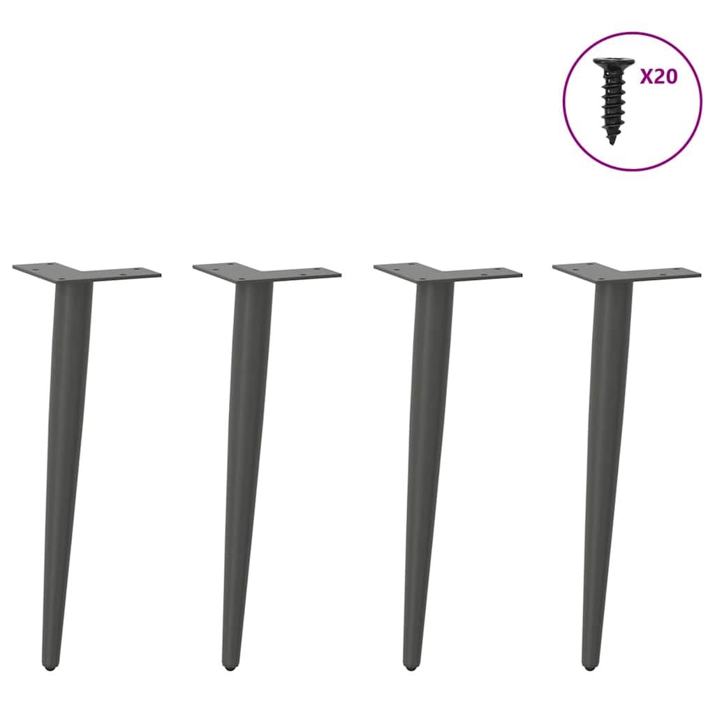 vidaXL Coffee Table Legs Conical Shape 4 pcs Anthracite 42-43 cm Steel 3