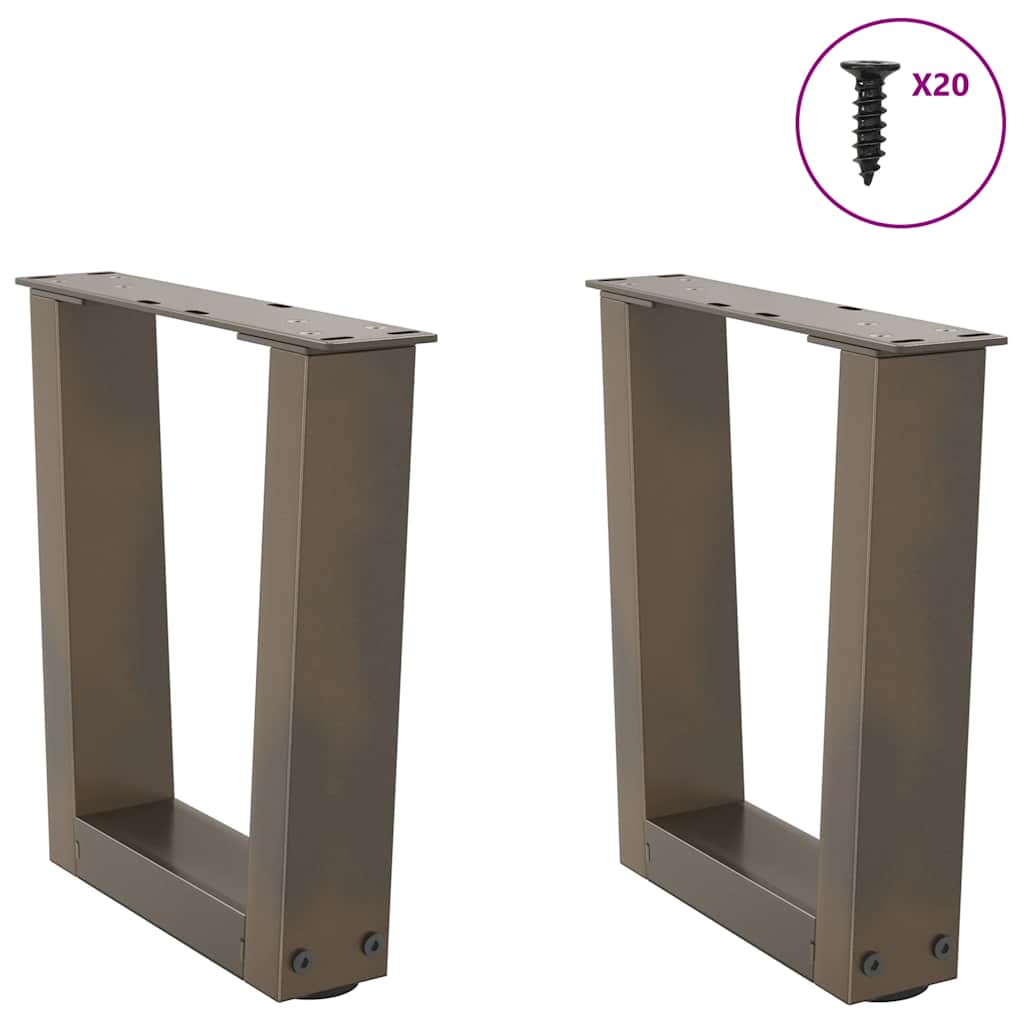 vidaXL Coffee Table Legs V-Shape 2 pcs Natural Steel 40x(30-31.3) cm Steel 3