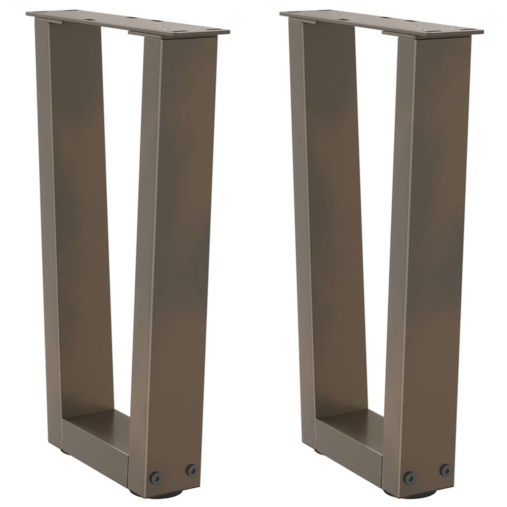 vidaXL Coffee Table Legs V-Shape 2 pcs Natural Steel 38x(42-43.3) cm Steel 1