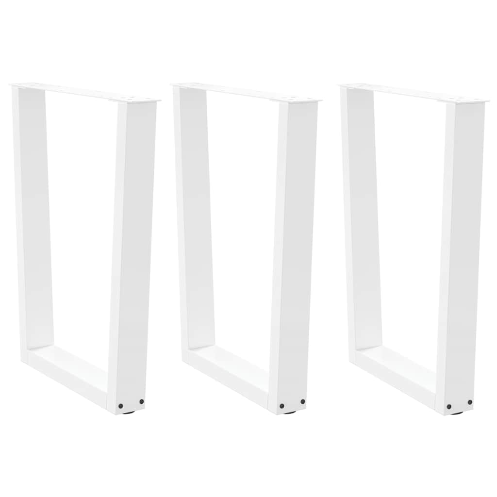 Dining Table Legs V-Shape Steel 3 pcs White 70 x (72-73.3) cm