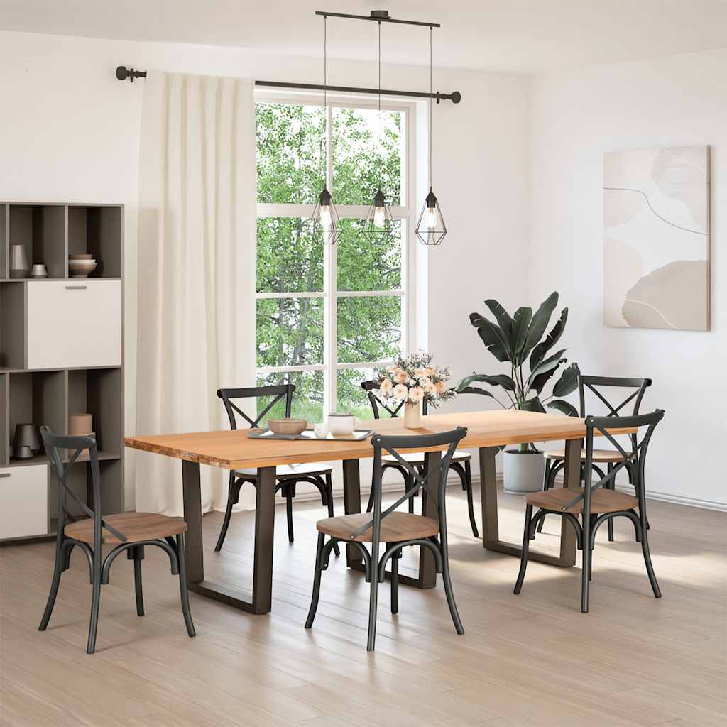 Dining Table Legs V-Shape Steel 3 pcs Natural 90 x (72-73.3) cm