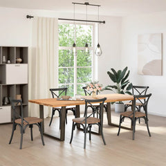 Dining Table Legs V-Shape Steel 3 pcs Natural 100 x (72-73.3) cm