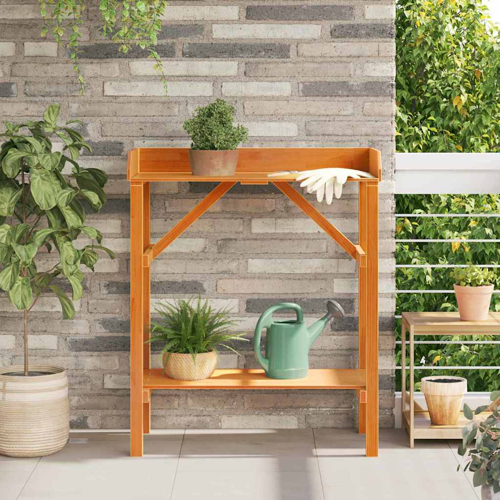 vidaXL Potting Table with Shelf Brown 75 x 40 x 90 cm Solid Pine Wood 1