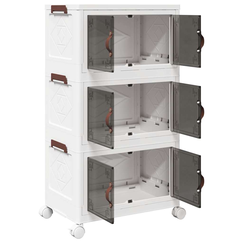 vidaXL Stackable Storage Box with Wheels 3-Tier 28 L 48.5x29.5x86 cm 5