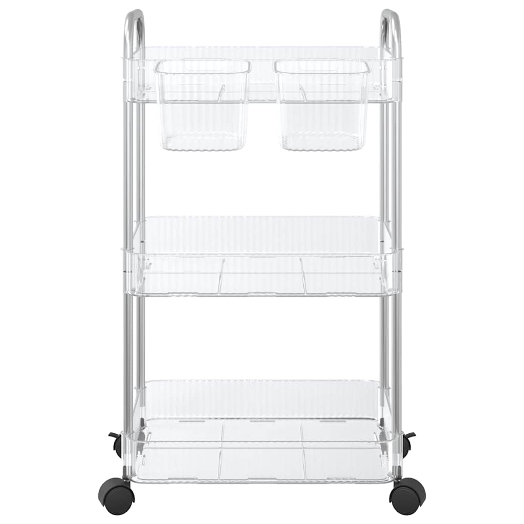 vidaXL Storage Trolley 3-Tier Transparent 37x28x68 cm Acrylic 4