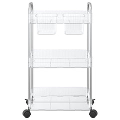 vidaXL Storage Trolley 3-Tier Transparent 37x28x68 cm Acrylic 4