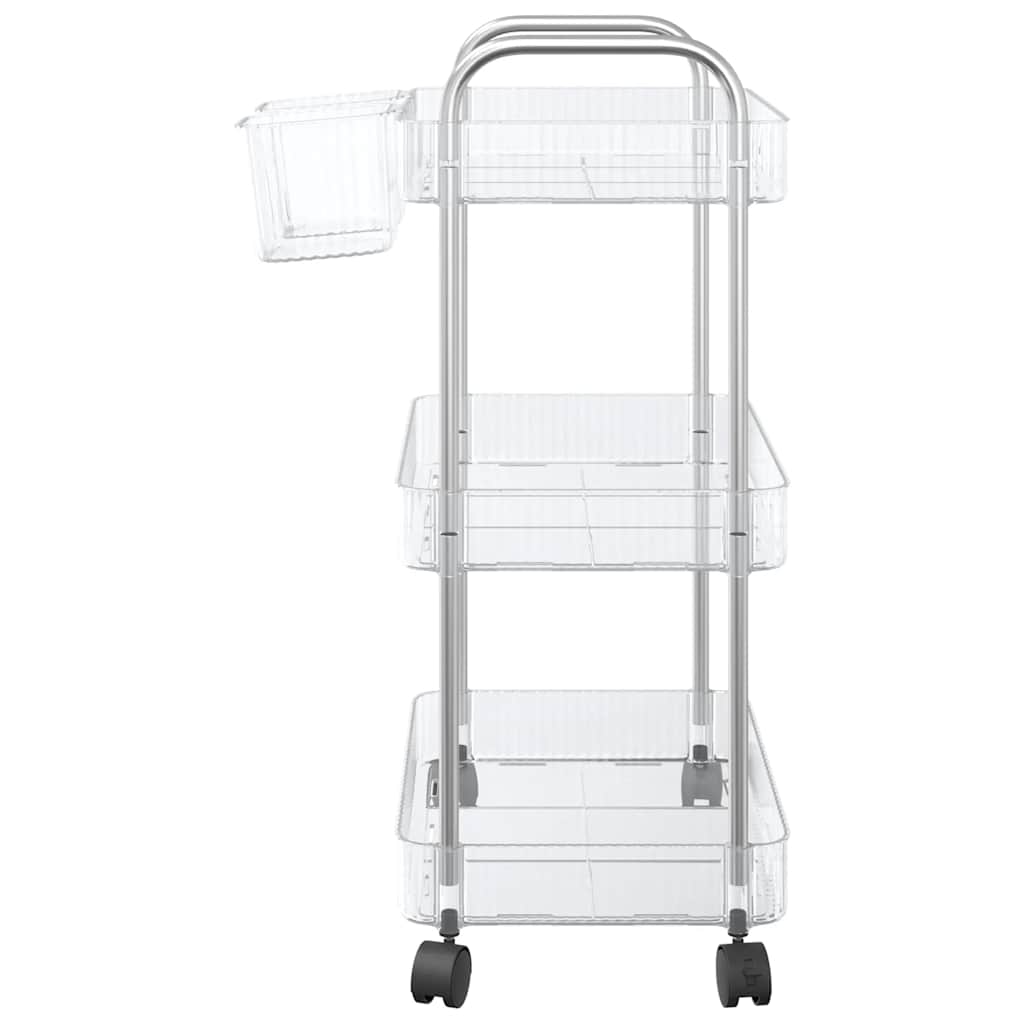 vidaXL Storage Trolley 3-Tier Transparent 37x28x68 cm Acrylic 6