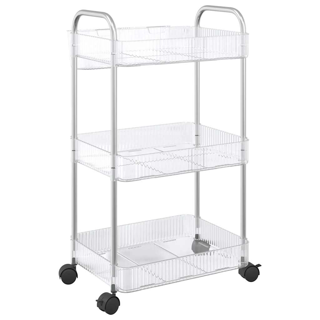 vidaXL Storage Trolley 3-Tier Transparent 37x28x68 cm Acrylic 5