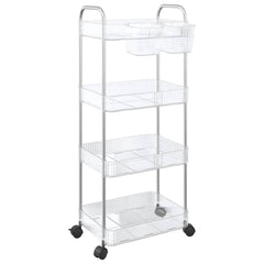 vidaXL Storage Trolley 4-Tier Transparent 37x28x95 cm Acrylic 2