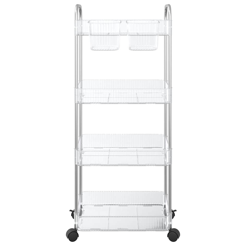 vidaXL Storage Trolley 4-Tier Transparent 37x28x95 cm Acrylic 4