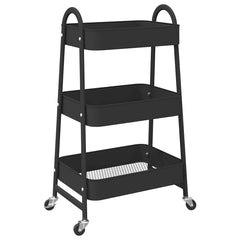 vidaXL Storage Trolley 3-Tier Black 42x41.5x77 cm Steel 2