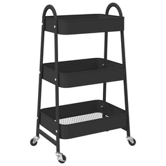 vidaXL Storage Trolley 3-Tier Black 42x41.5x77 cm Steel 6
