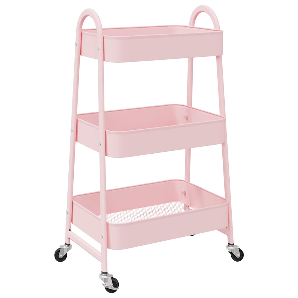 vidaXL Storage Trolley 3-Tier Pink 42x41.5x77 cm Steel 6
