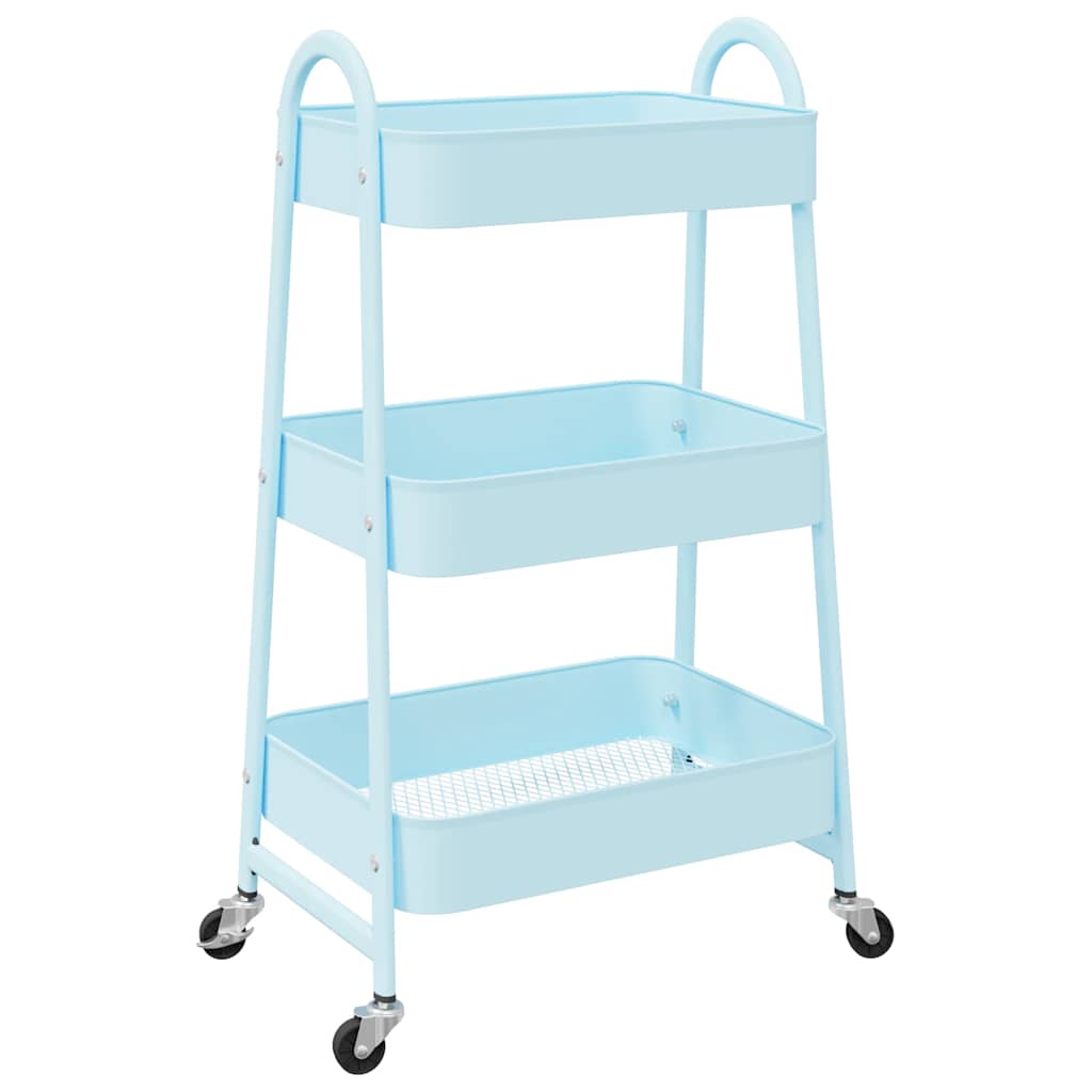 vidaXL Storage Trolley 3-Tier Blue 42x41.5x77 cm Steel 2