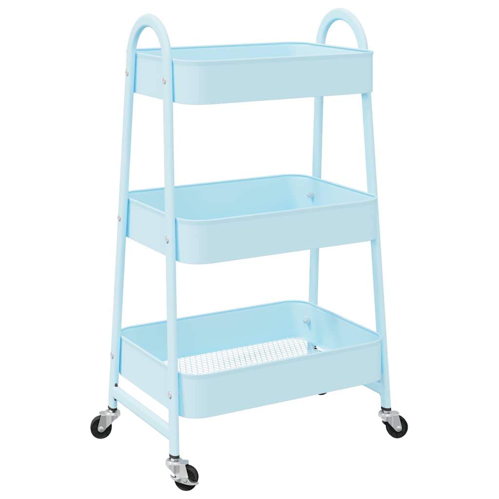 vidaXL Storage Trolley 3-Tier Blue 42x41.5x77 cm Steel 6