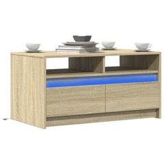 Coffee Table with LED Lights Engineered Wood Sonoma oak