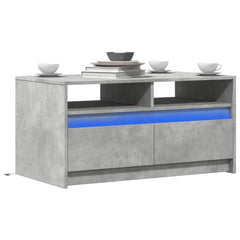 Coffee Table with LED Lights Engineered Wood Concrete grey