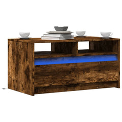 Coffee Table with LED Lights Engineered Wood Smoked oak