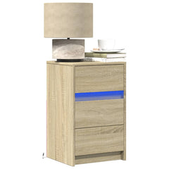 Bedside Cabinet with LED Lights Engineered Wood Sonoma oak
