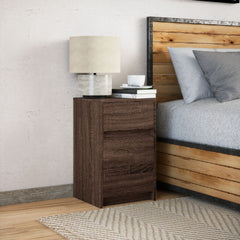 Bedside Cabinet with LED Lights Engineered Wood Brown oak