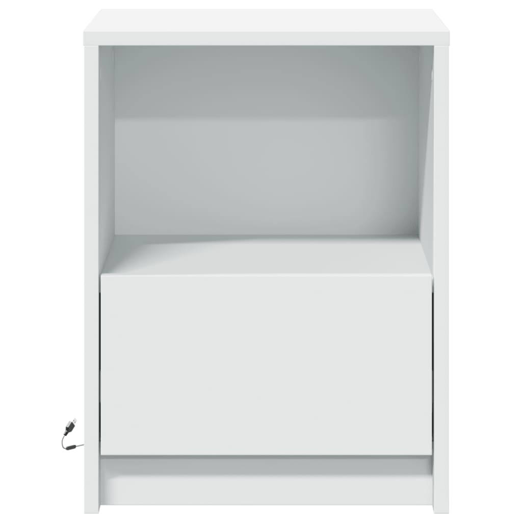 vidaXL Bedside Cabinets with LED Lights 2 pcs White Engineered Wood 6