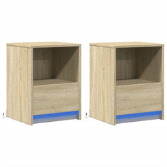 vidaXL Bedside Cabinets with LED Lights 2 pcs Sonoma Oak Engineered Wood 3