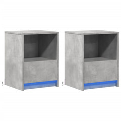 vidaXL Bedside Cabinets with LED Lights 2 pcs Concrete Grey Engineered Wood 3