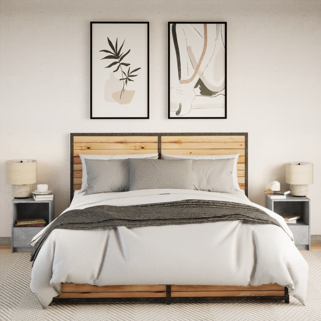 vidaXL Bedside Cabinets with LED Lights 2 pcs Concrete Grey Engineered Wood 4