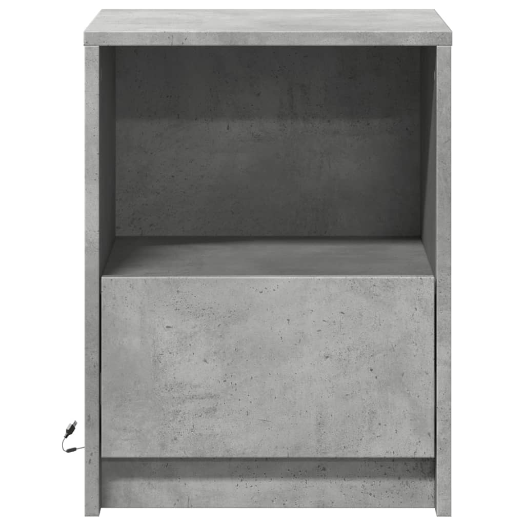 vidaXL Bedside Cabinets with LED Lights 2 pcs Concrete Grey Engineered Wood 6