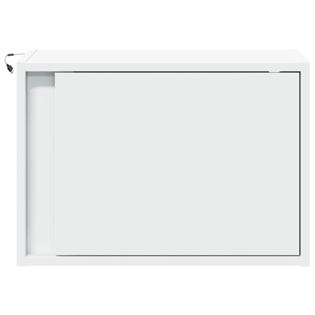 Wall-mounted Bedside Cabinet with LED Lights White 2