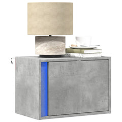 Wall-mounted Bedside Cabinet with LED Lights Concrete grey 2