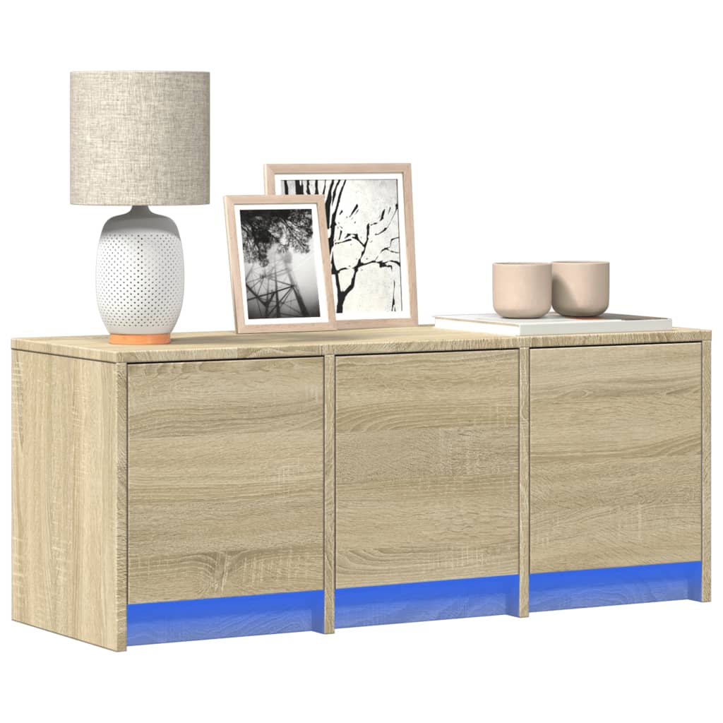 TV Cabinet with LED 97x34x40 cm Engineered Wood Width 97 cm Sonoma oak