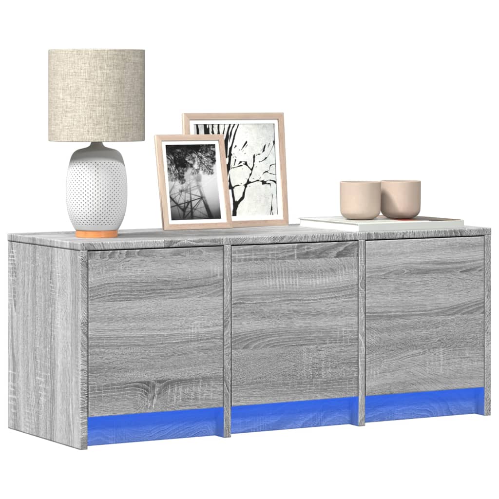TV Cabinet with LED 97x34x40 cm Engineered Wood Width 97 cm Grey sonoma