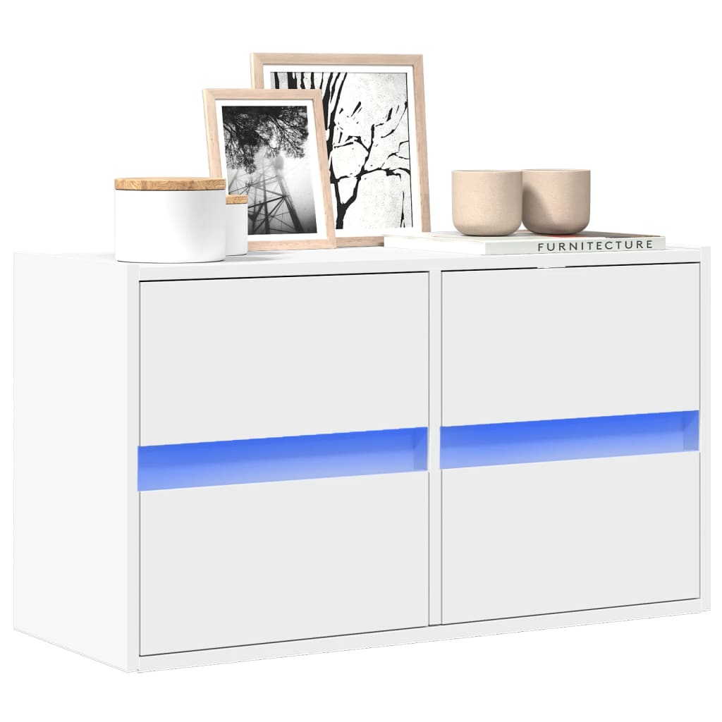 TV Wall Cabinet with LED Lights 80x31x45 cm 1 Width 80 cm White