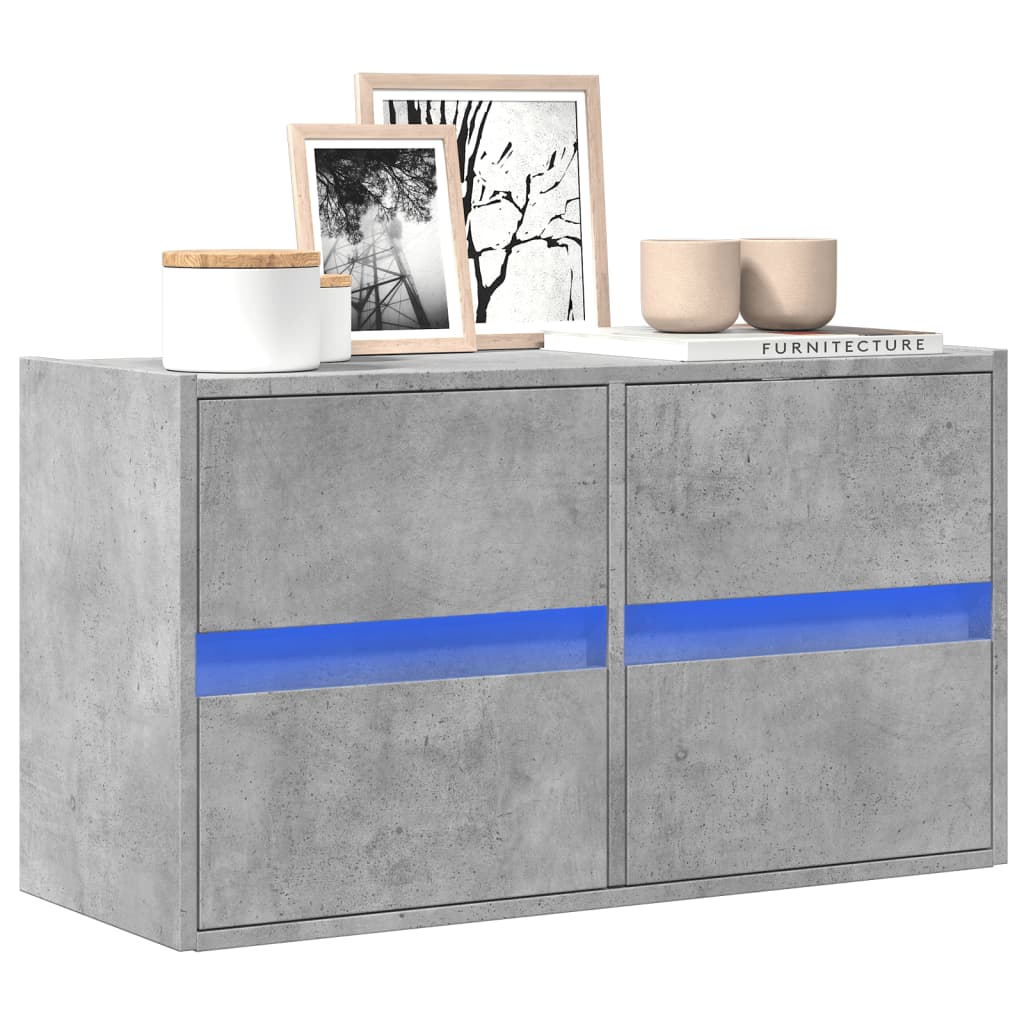vidaXL TV Wall Cabinet with LED Lights 80x31x45 cm 1 Width 80 cm