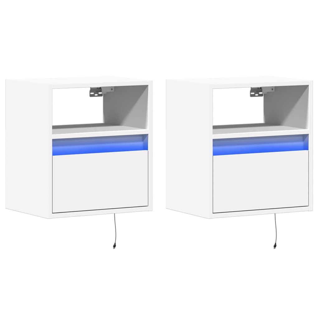 TV Wall Cabinets with LED Lights 41x31x45 cm 2 pcs White