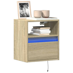 TV Wall Cabinets with LED Lights 41x31x45 cm 2 pcs Sonoma oak