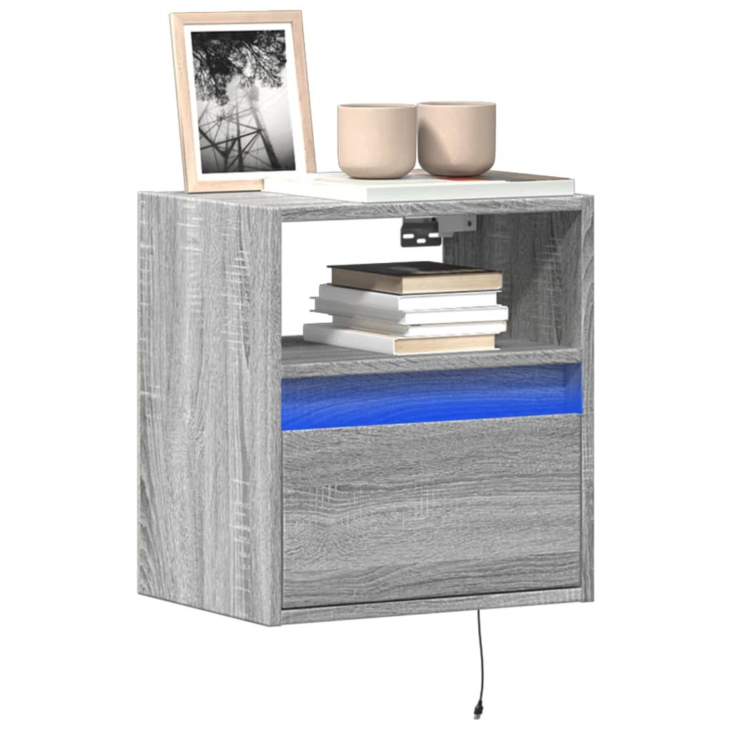 TV Wall Cabinets with LED Lights 41x31x45 cm 2 pcs Grey sonoma