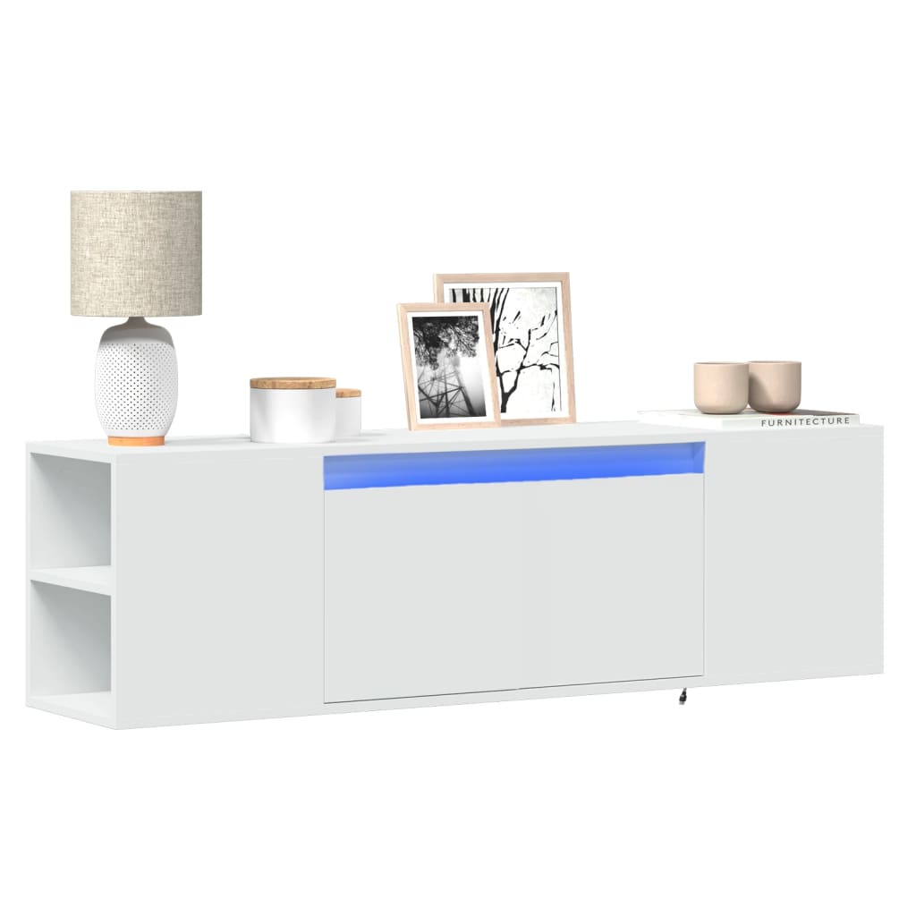 TV Wall Cabinet with LED Lights 135x31x39,5 cm White 135 cm