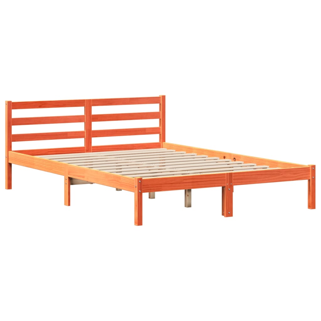 Bed Frame without Mattress Solid Wood Pine Wax brown 120 cm 190 cm
