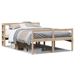 Bed Frame 2 pcs Solid Pine Wood Length 200 cm Natural 120 cm