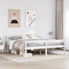 Bed Frame 2 pcs Solid Pine Wood Length 200 cm White 200 cm