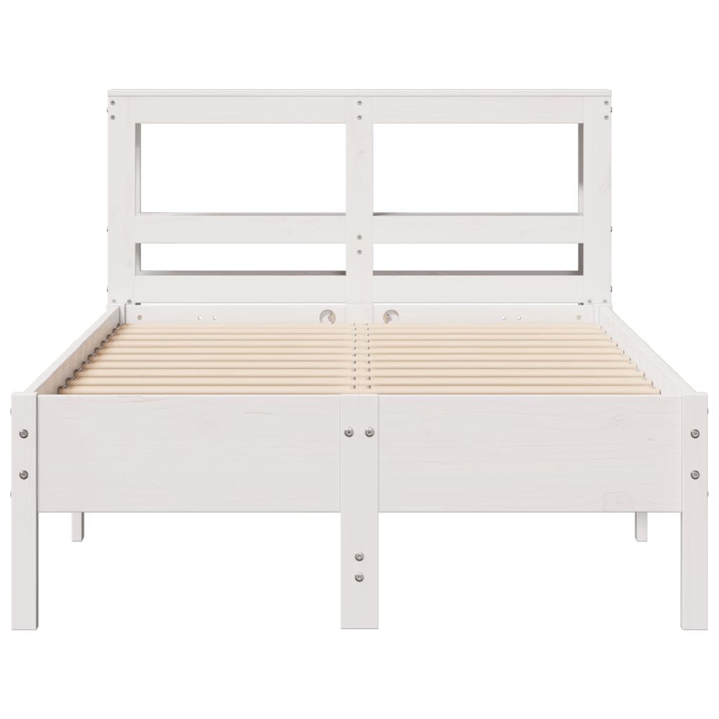 Bed Frame without Mattress Solid Wood Pine Length White