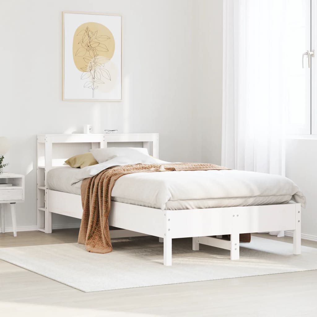 Bed Frame without Mattress Solid Wood Pine Length White