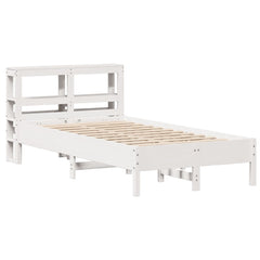 Bed Frame without Mattress Solid Wood Pine Length 190 cm White 120 cm