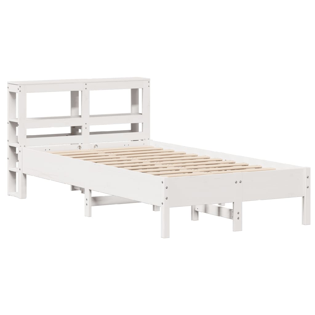 Bed Frame without Mattress Solid Wood Pine Length 190 cm White 120 cm