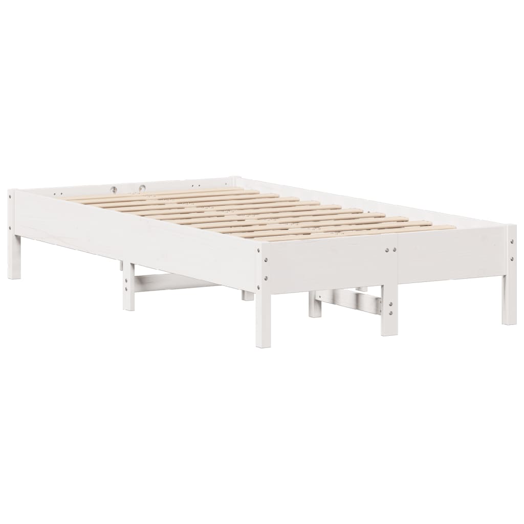Bed Frame without Mattress Solid Wood Pine Length 190 cm White 120 cm