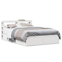 Bed Frame with Headboard Solid Wood Pine White 120 cm 190 cm